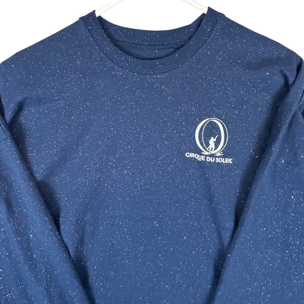 Spirit Jersey Cirque du Soleil O Las Vegas Navy Blue Glitter Top XS Oversized